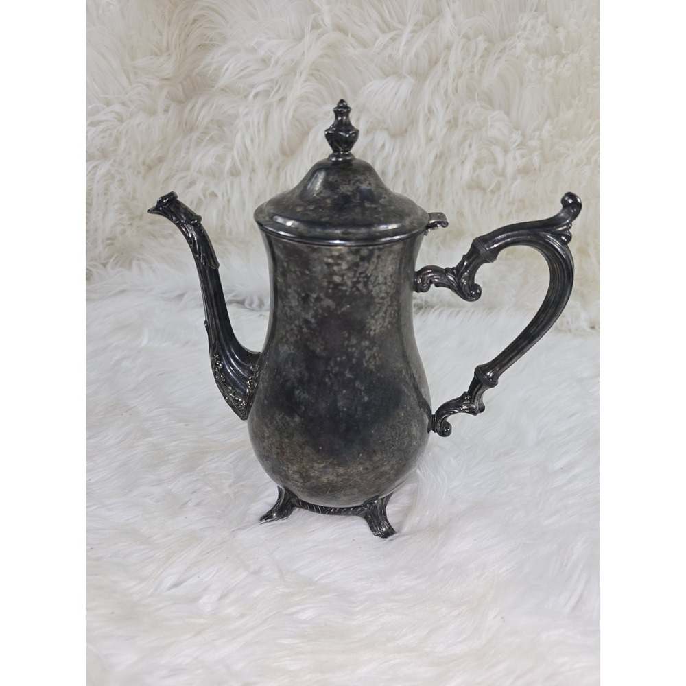Vintage Leonard Silver Plated Coffee Tea Pot with Attached Lid